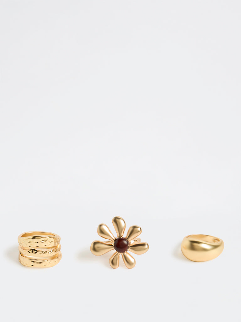 Westside Accessories Gold Multi Stack Rings - Pack of 3