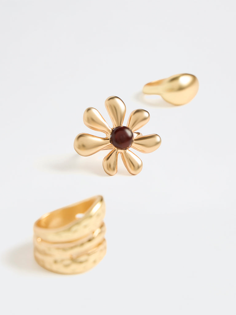 Westside Accessories Gold Multi Stack Rings - Pack of 3