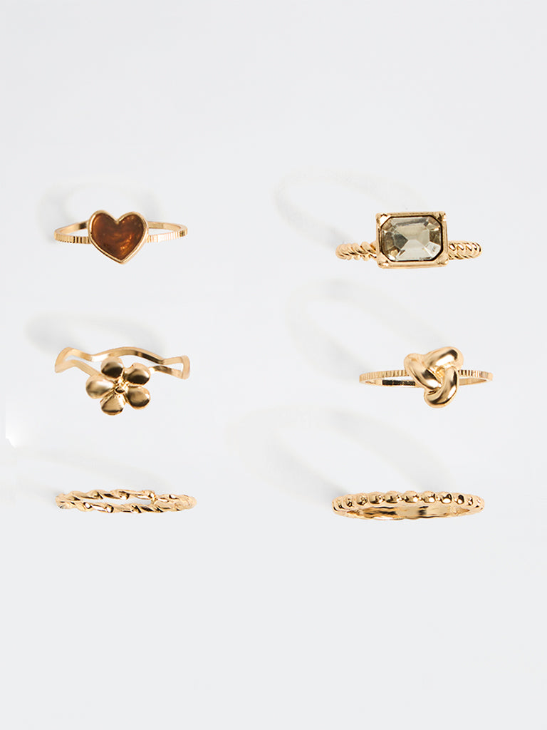 Westside Accessories Gold Multi Stack Rings - Pack of 6