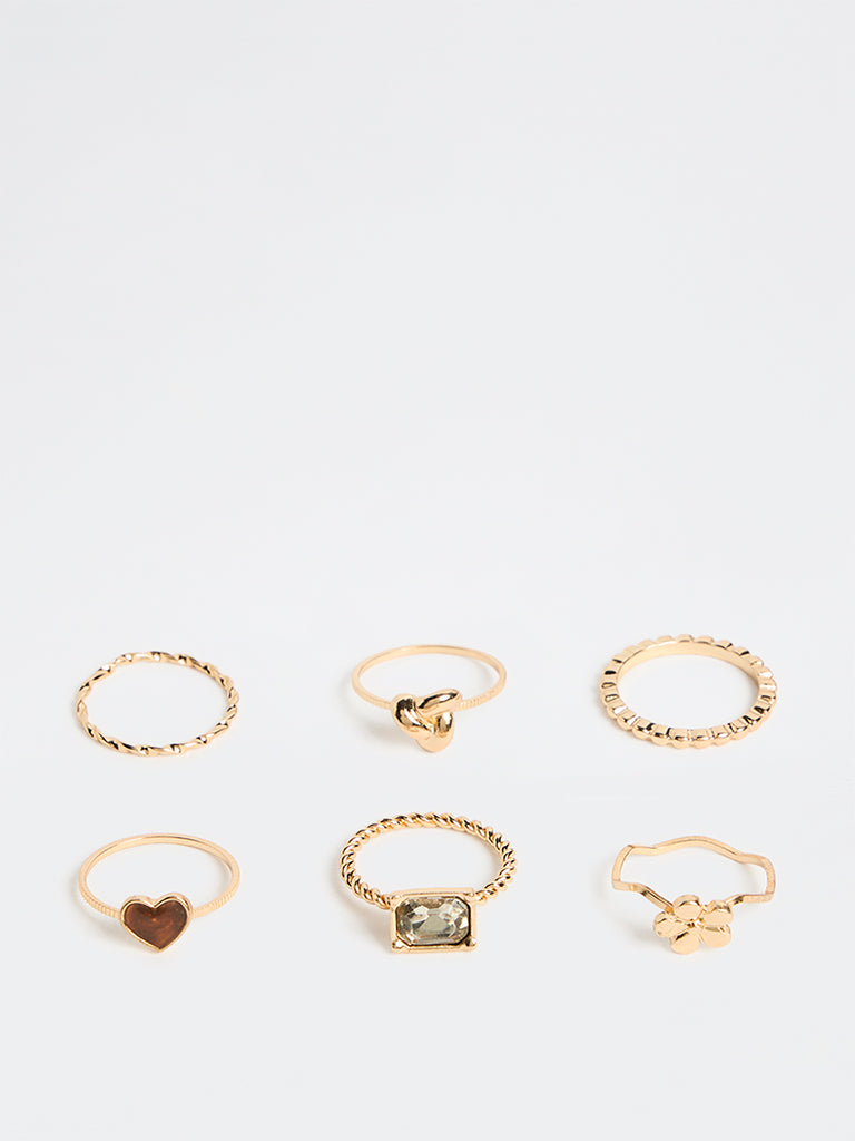Westside Accessories Gold Multi Stack Rings - Pack of 6