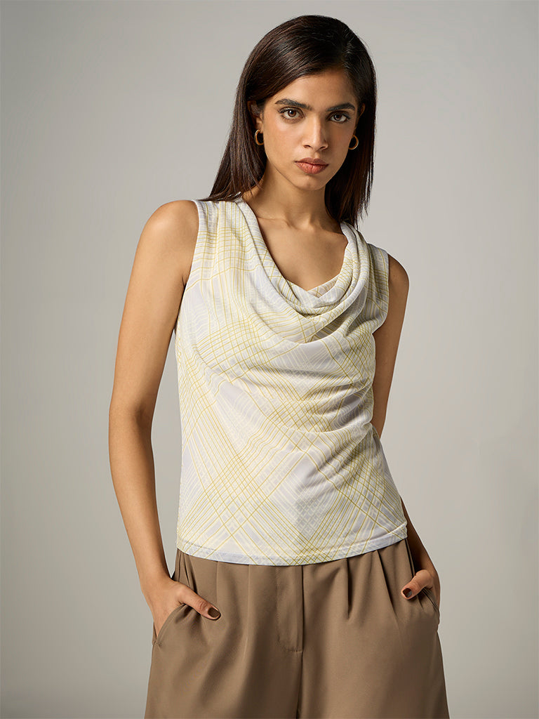 Wardrobe Grey Checkered Cowl-Neck Top