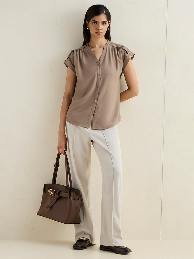 Wardrobe Brown Solid Blouse