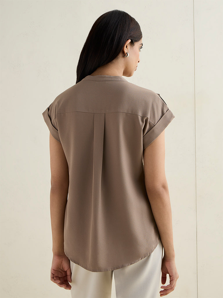 Wardrobe Brown Solid Blouse