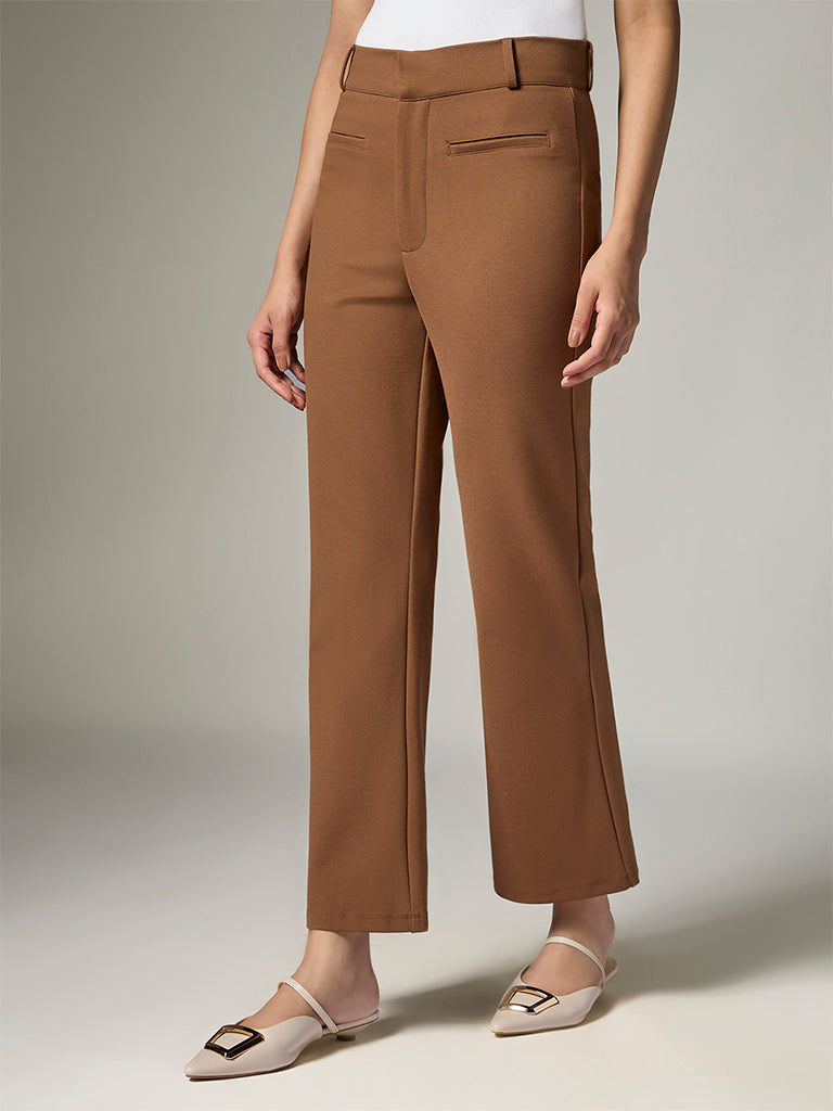 Wardrobe Brown Solid High-Rise Trousers