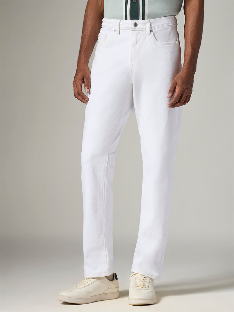 Ascot  White Relaxed-Fit Mid-Rise Jeans