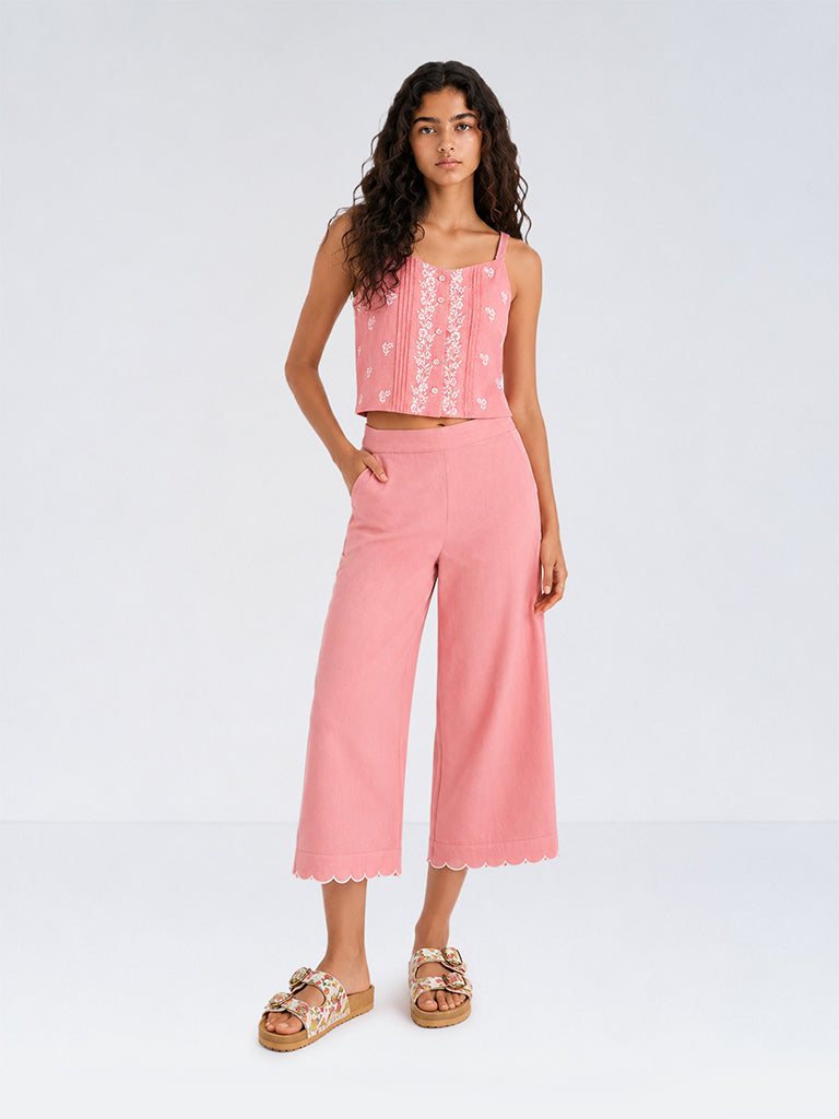 Utsa Kids Girls Pink Solid Ethnic Pants - (8 - 14 yrs)