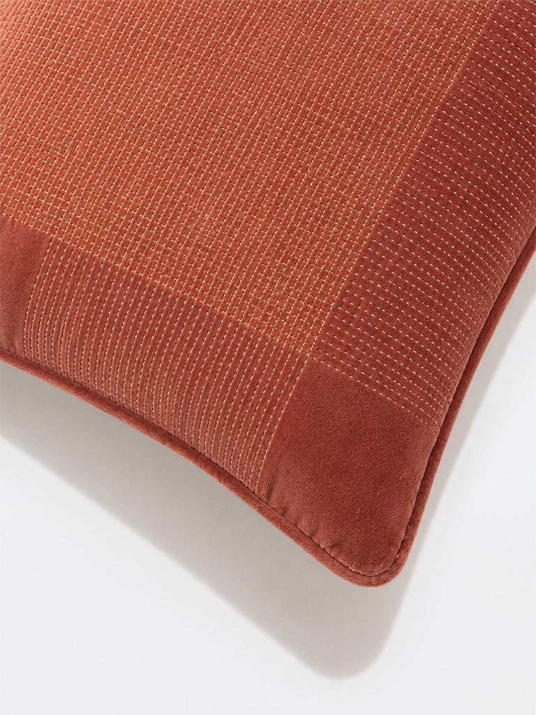 Westside Home Rust Checks Embroidered Cushion Cover