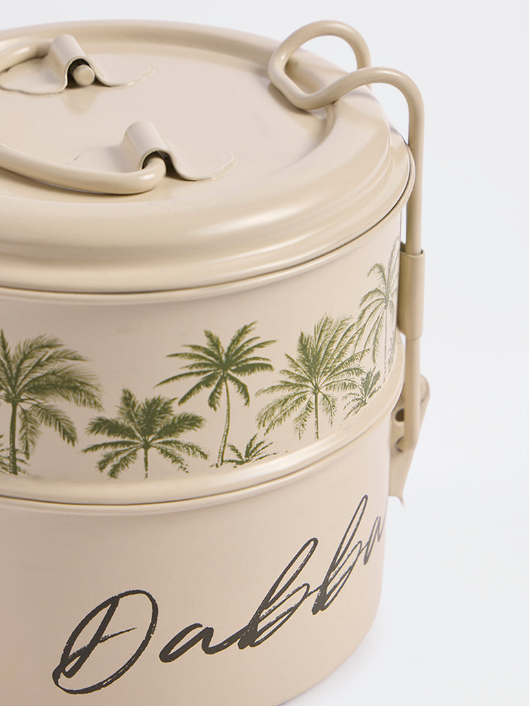 Westside Home Ivory Palm Tree Printed Two-Tier Lunch Box