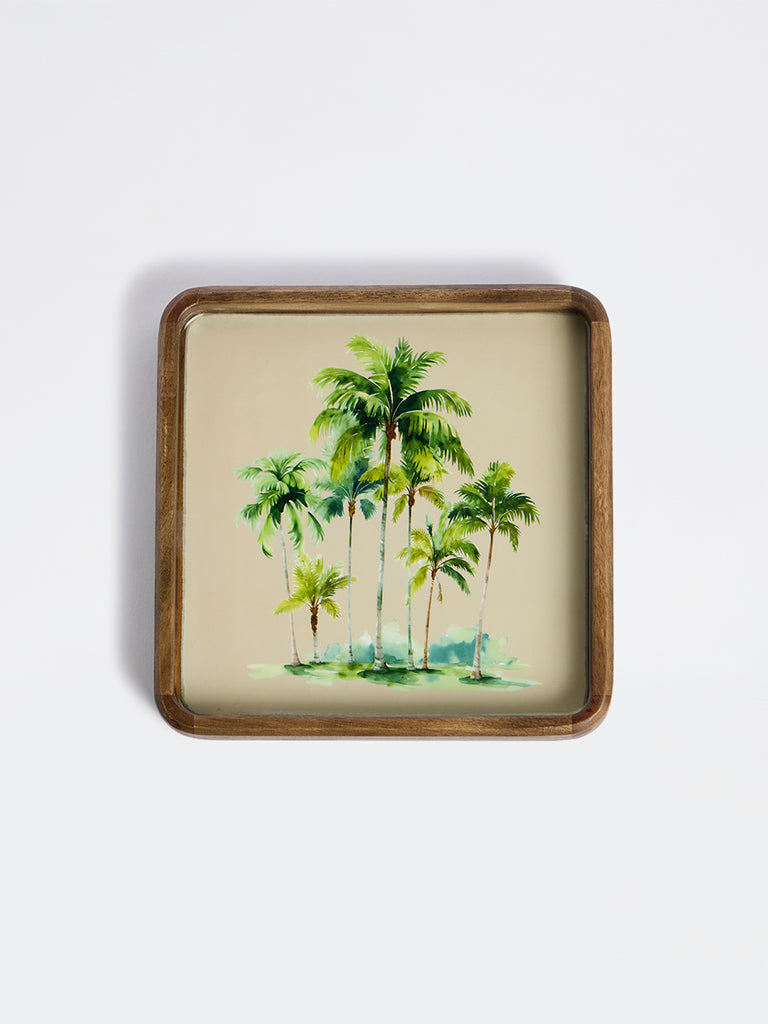 Westside Home Beige Tropical-Inspired Square Tray