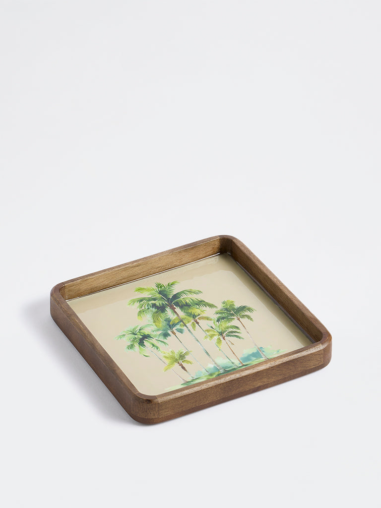 Westside Home Beige Tropical-Inspired Square Tray