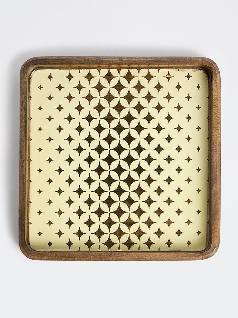 Westside Home Brown and Gold Sparkle Design Serving Tray