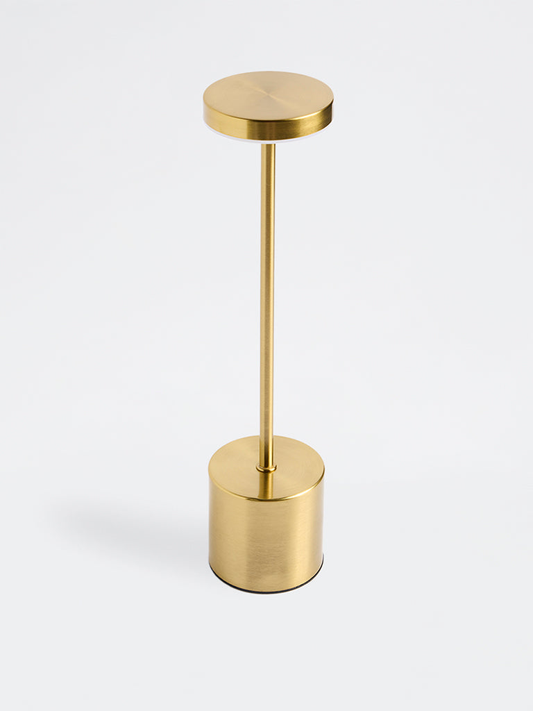 Westside Home Gold Metal Disc Table Lamp with Charging Cord