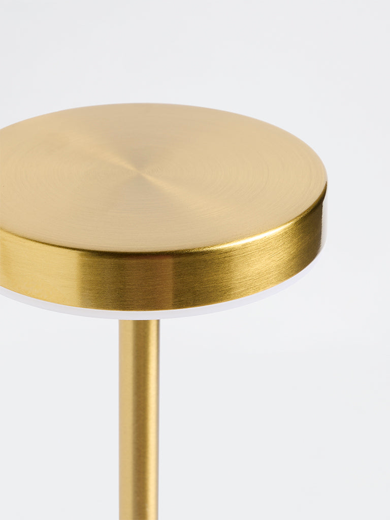 Westside Home Gold Metal Disc Table Lamp with Charging Cord