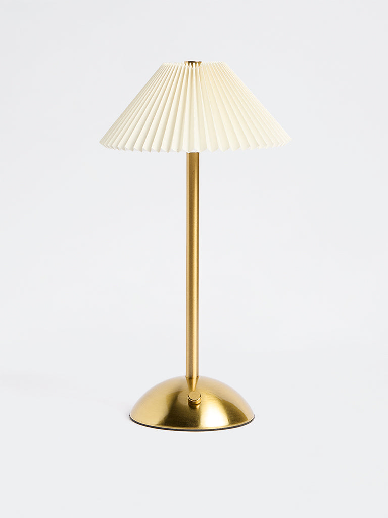 Westside Home Gold Metal Table Lamp with Shade and Charging Cord