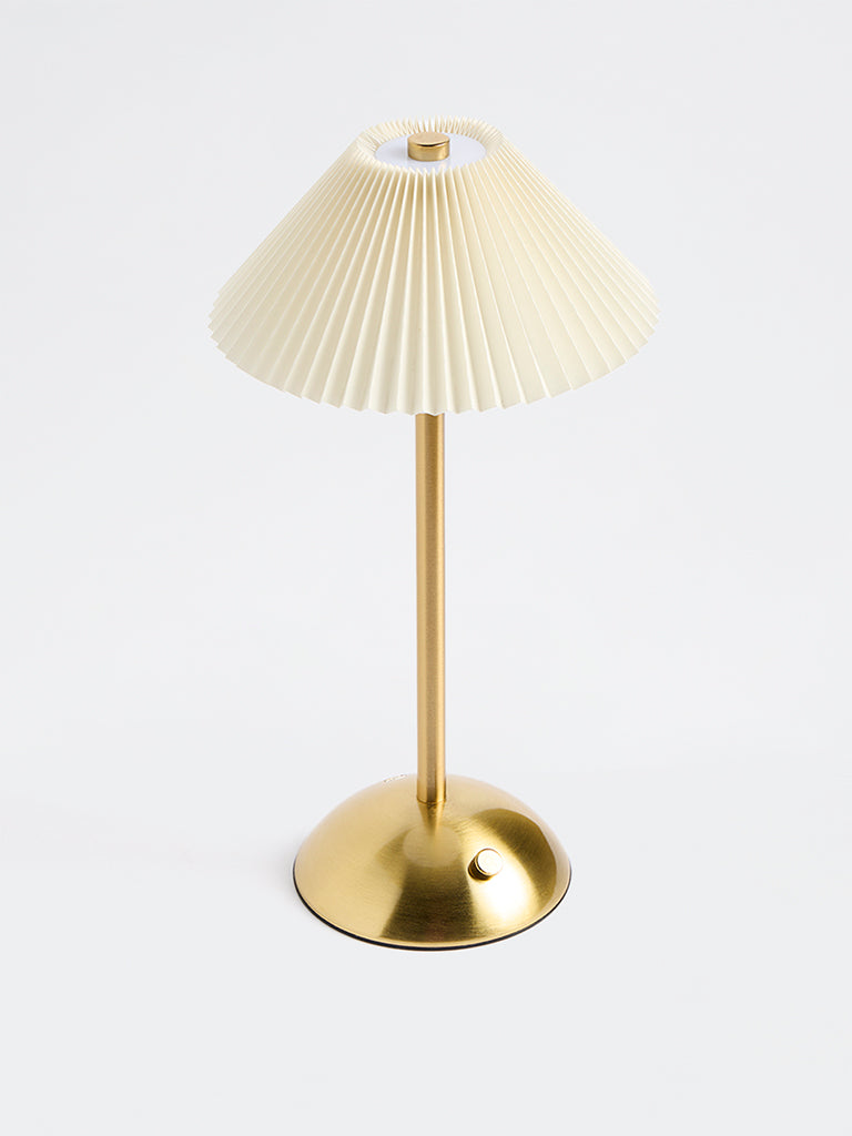 Westside Home Gold Metal Table Lamp with Shade and Charging Cord