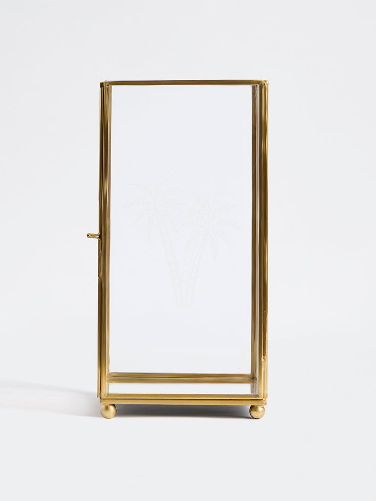 Westside Home Gold Tropical Etched Glass Lantern