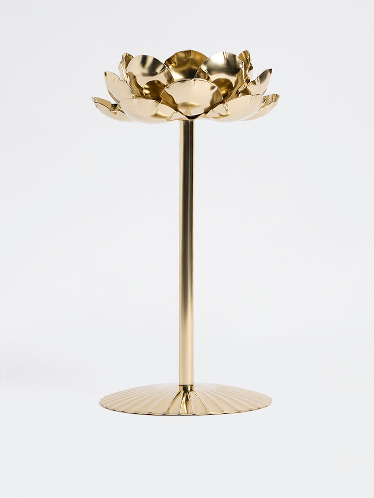 Westside Home Gold Floral Design Tealight Candle Holder