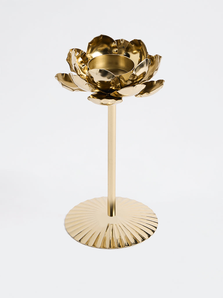Westside Home Gold Floral Design Tealight Candle Holder