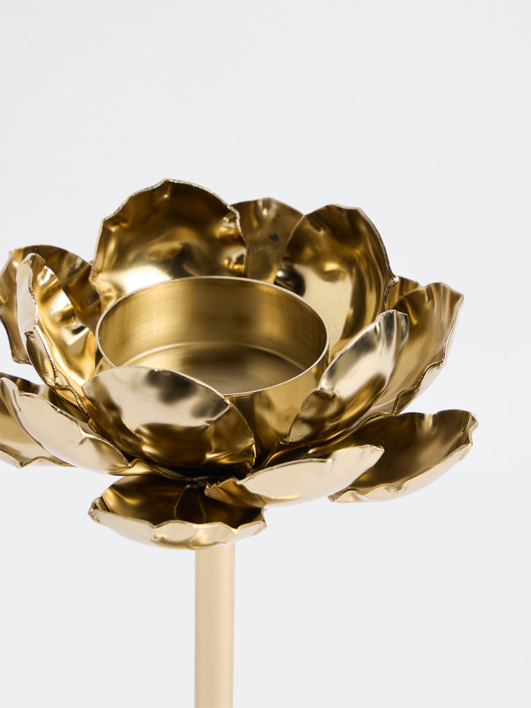 Westside Home Gold Floral Design Tealight Candle Holder
