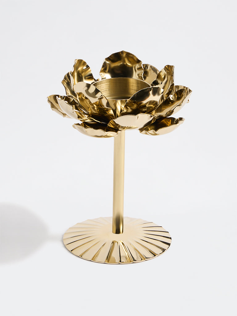 Westside Home Gold Floral Design Tealight Candle Holder