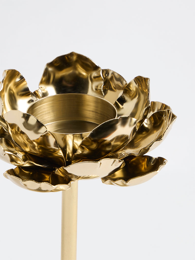 Westside Home Gold Floral Design Tealight Candle Holder