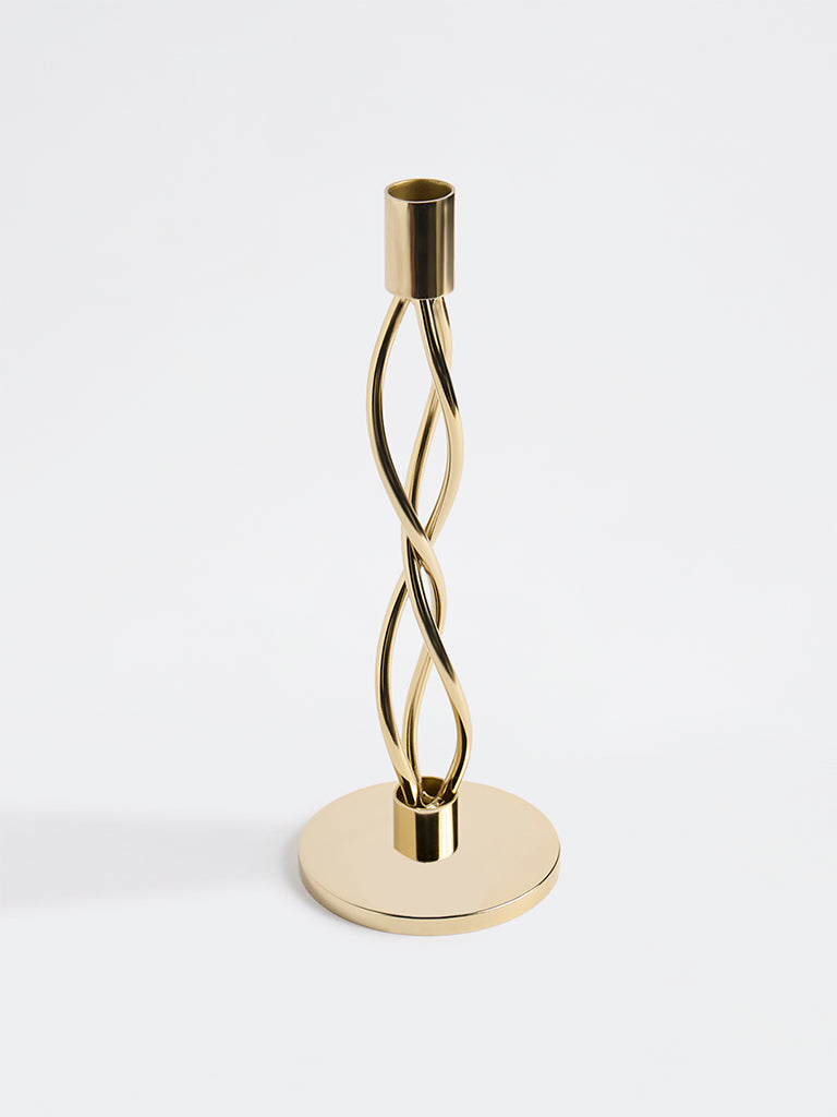 Westside Home Gold Metal Twisted Taper Candle Holder