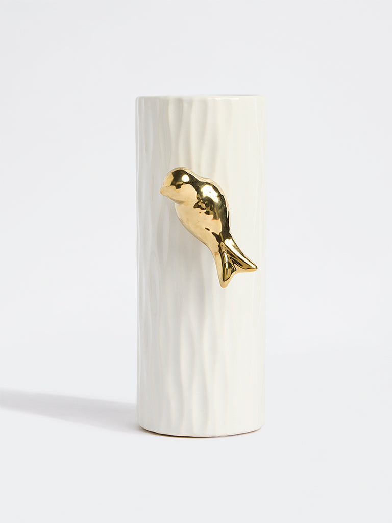 Westside Home White Bird-Design Planter