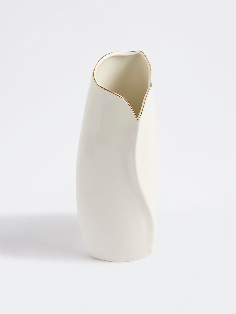 Westside Home Ivory Sculptural Ceramic Vase