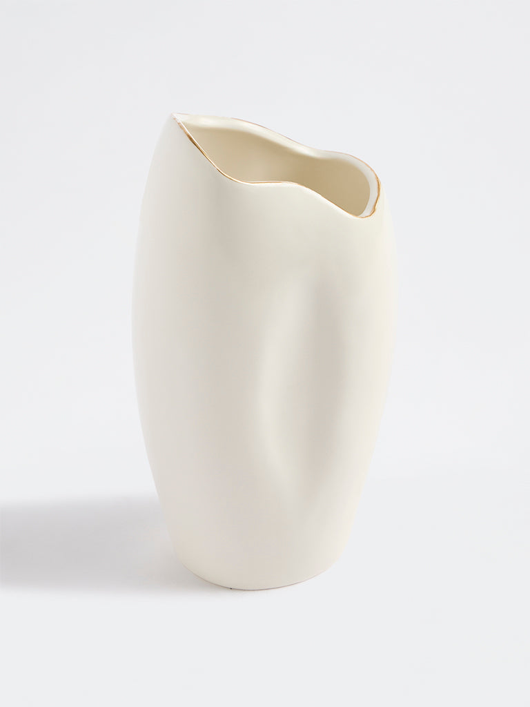 Westside Home Ivory Sculptural Ceramic Vase