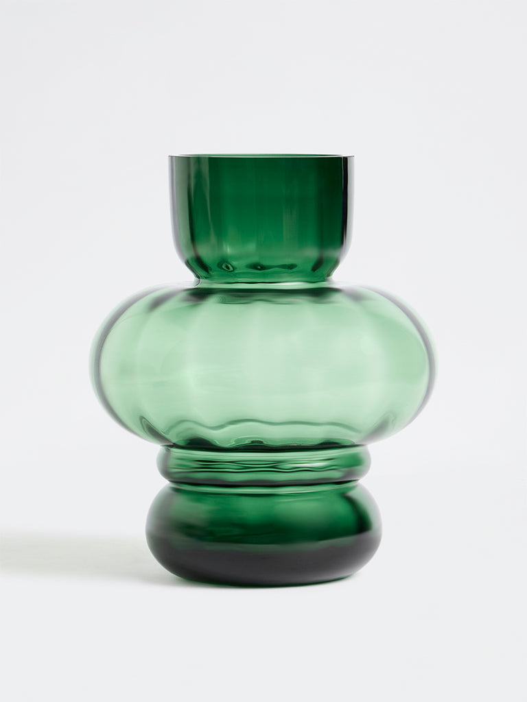 Westside Home Green Three-Tier Bubble Glass Vase
