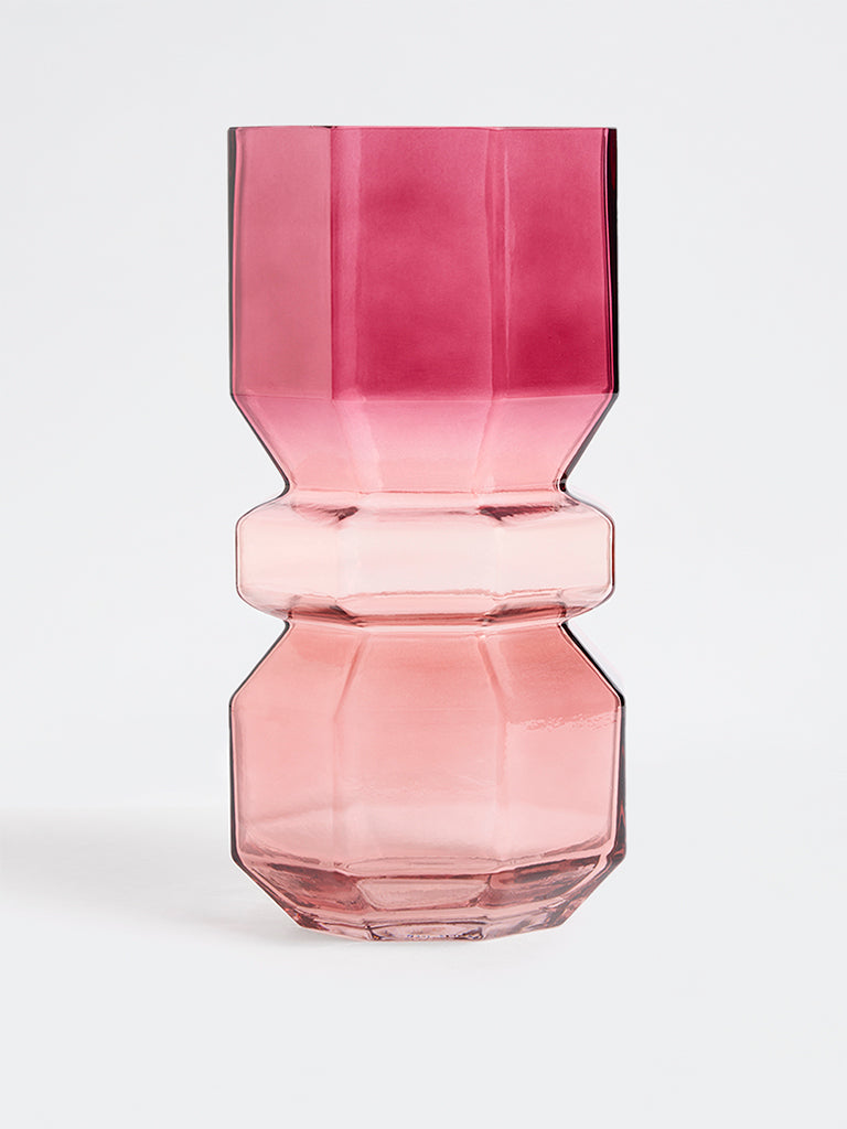 Westside Home Pink Ombre-Finish Glass Vase