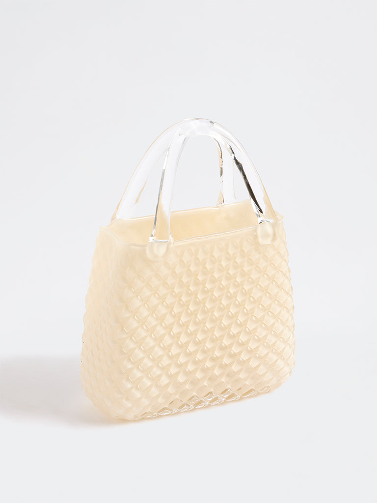 Westside Home Light Beige Textured Glass Bag Vase