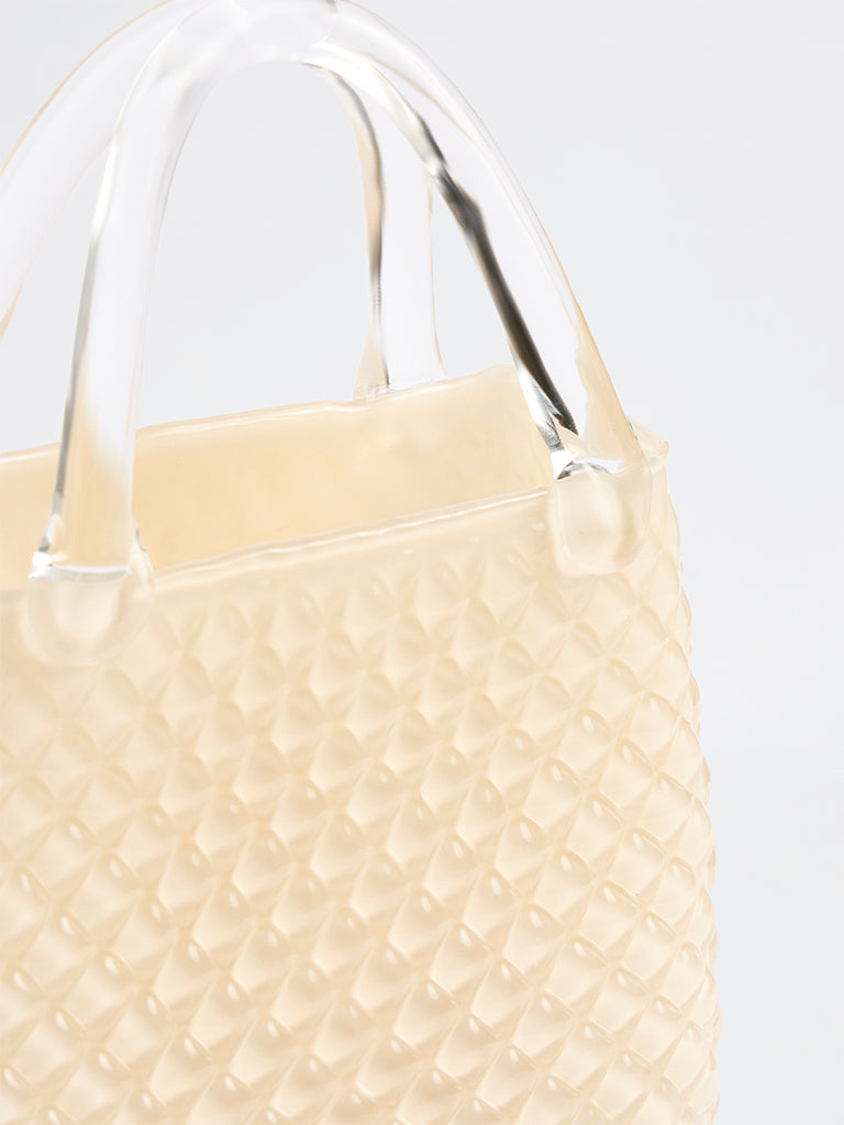 Westside Home Light Beige Textured Glass Bag Vase