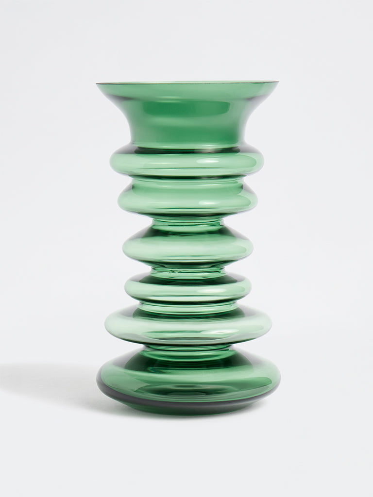 Westside Home Green Spindle Glass Vase