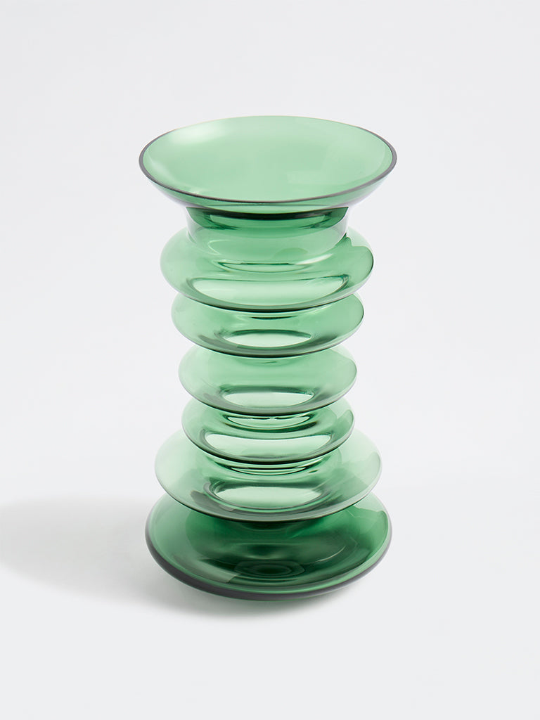 Westside Home Green Spindle Glass Vase