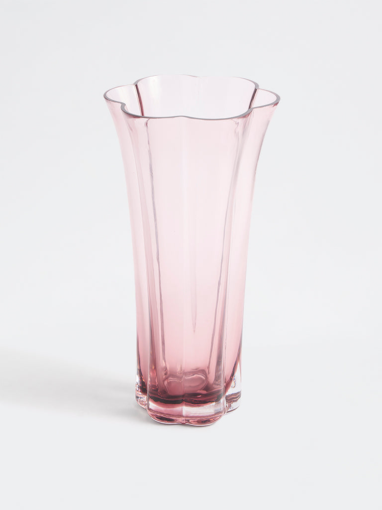 Westside Home Pink Fluted Glass Vase