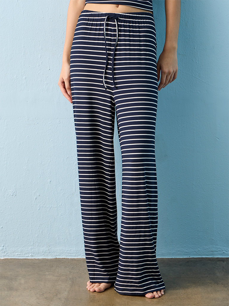 Superstar Navy Striped High-Rise Pants