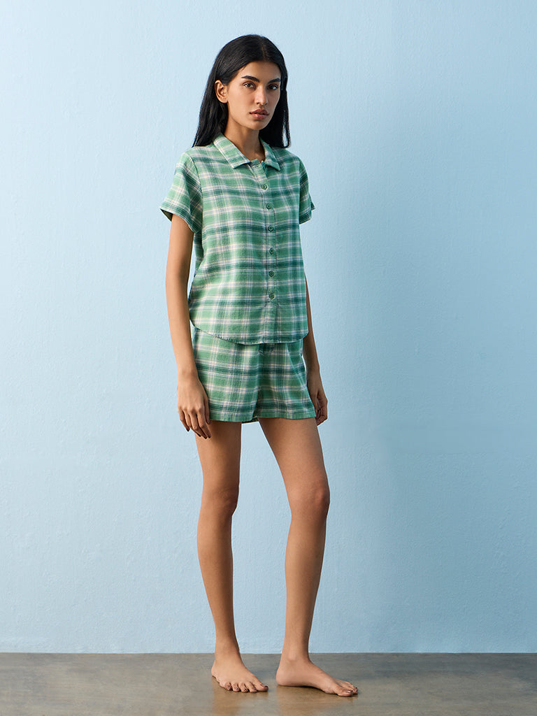 Superstar Green Flannel Checkered Cotton Shirt