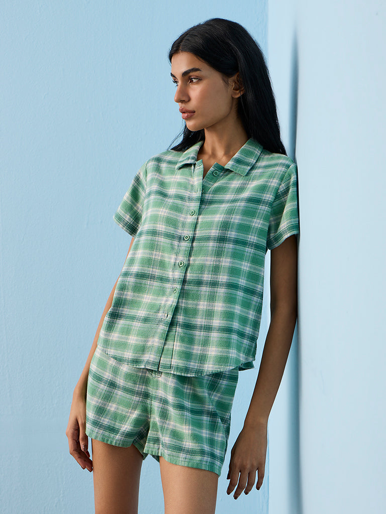 Superstar Green Flannel Checkered Cotton Shirt