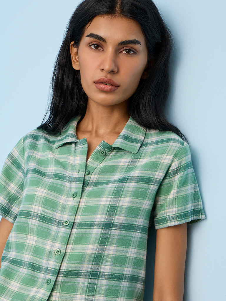 Superstar Green Flannel Checkered Cotton Shirt