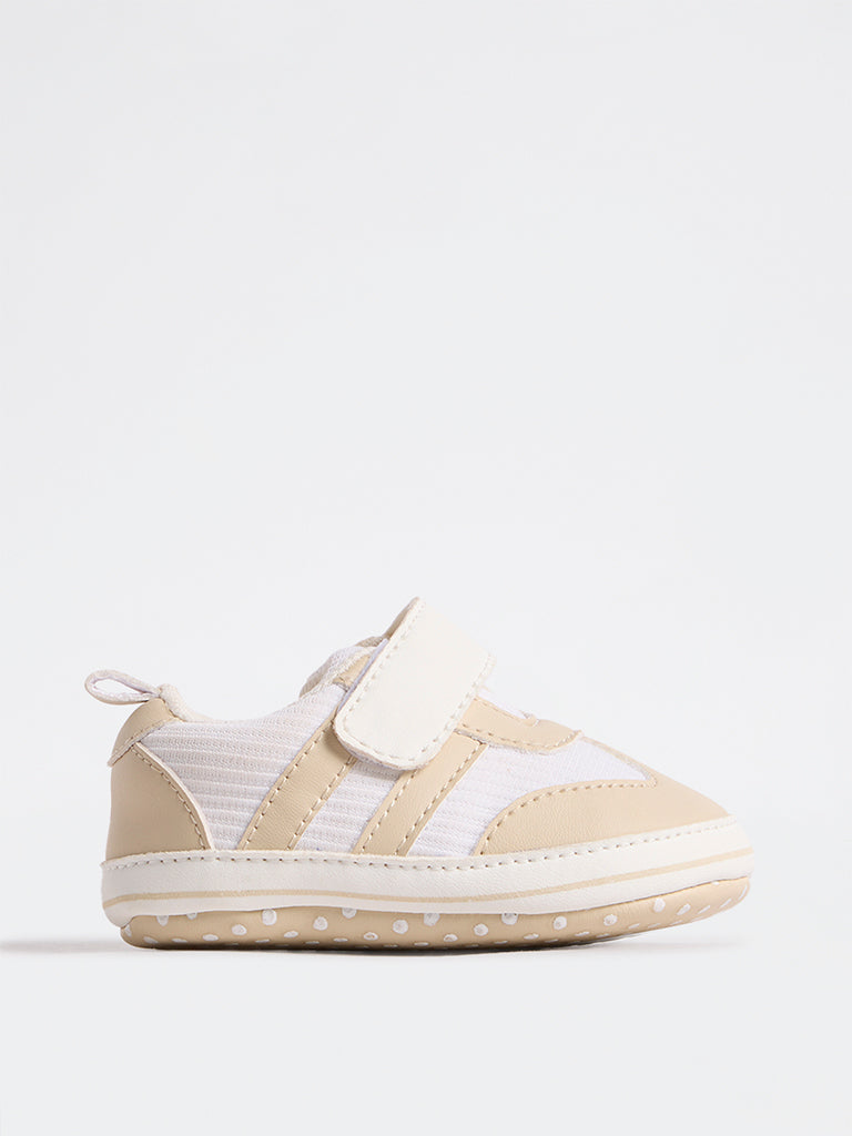 Yellow Beige Velcro-Strap Booties