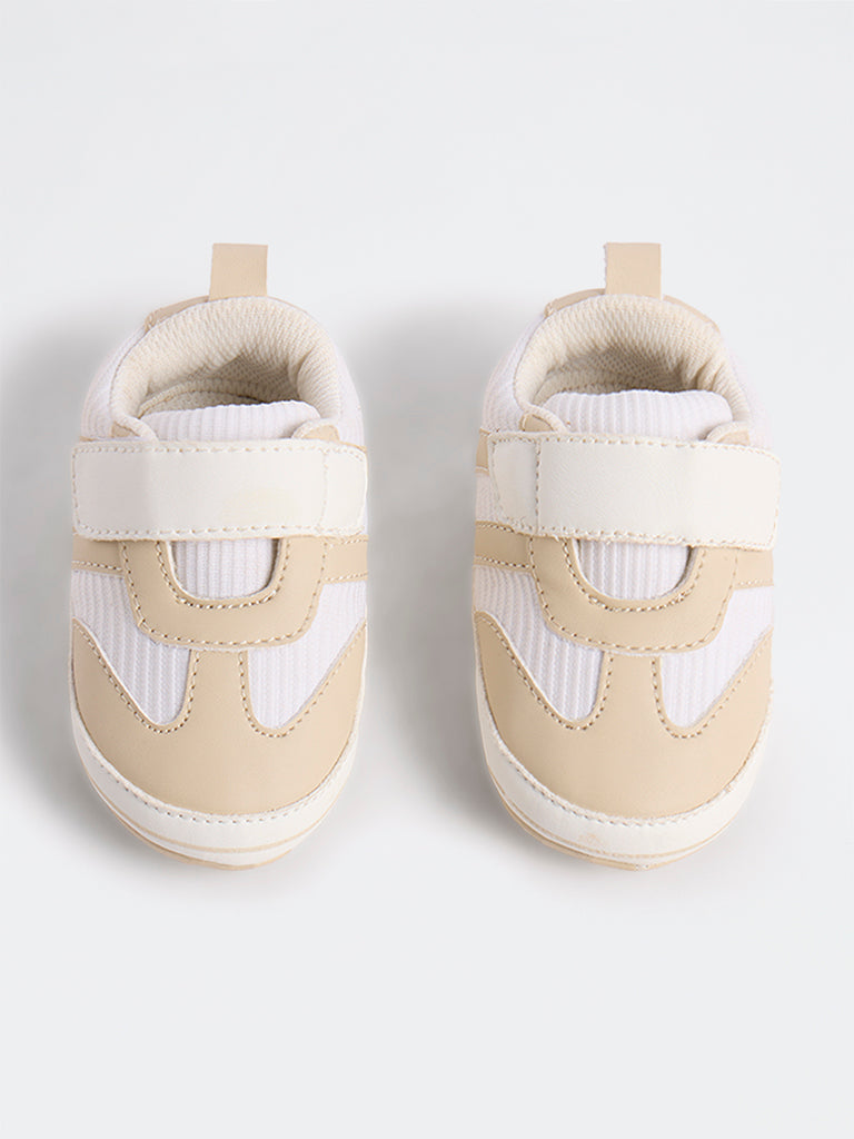 Yellow Beige Velcro-Strap Booties