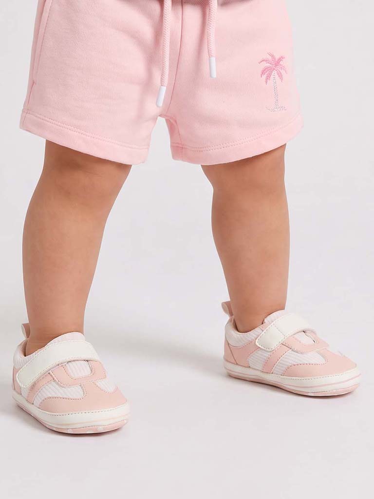 Yellow Pink Velcro-Strap Booties