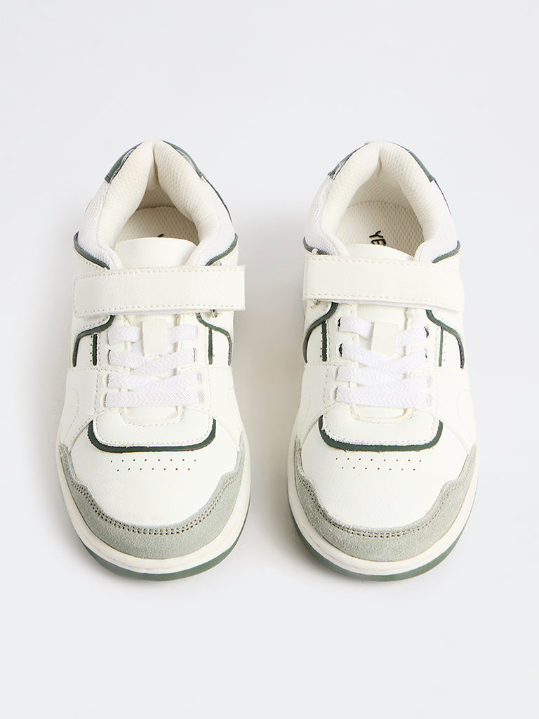Yellow White Velcro-Strap Sneakers
