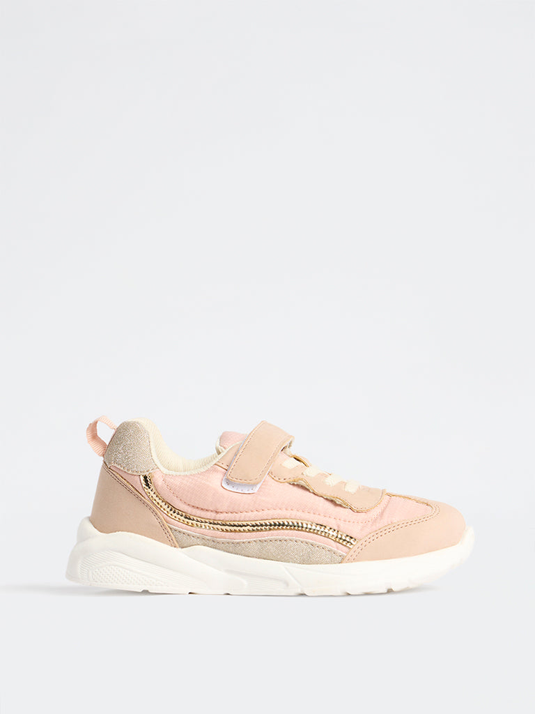 Yellow Pink Velcro-Strap Sneakers