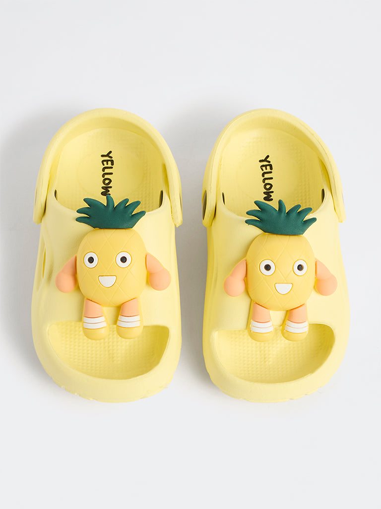 Yellow Yellow Pineapple Applique Clogs