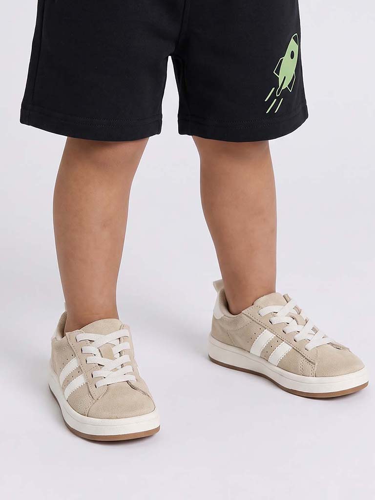 Yellow Beige Lace-Up Sneakers