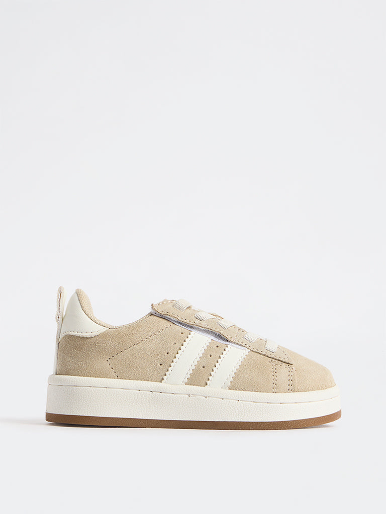 Yellow Beige Lace-Up Sneakers