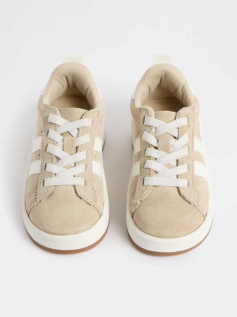 Yellow Beige Lace-Up Sneakers