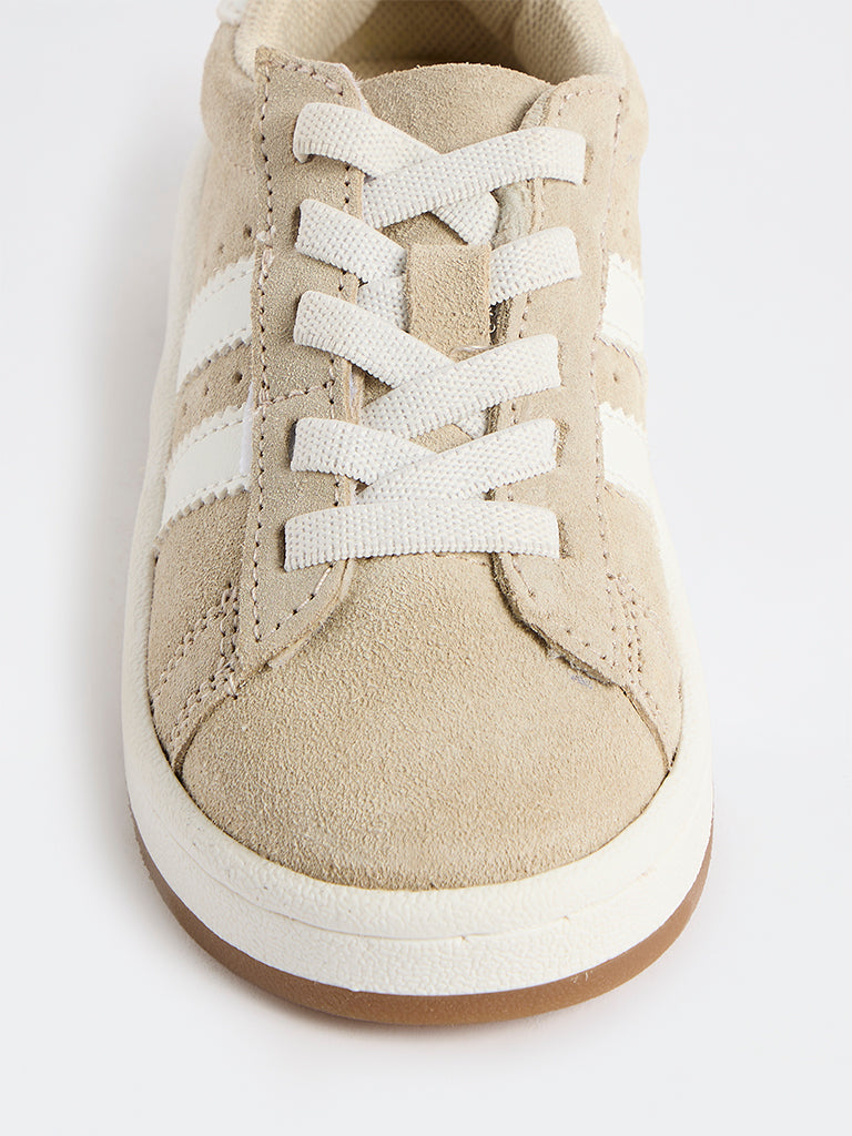 Yellow Beige Lace-Up Sneakers